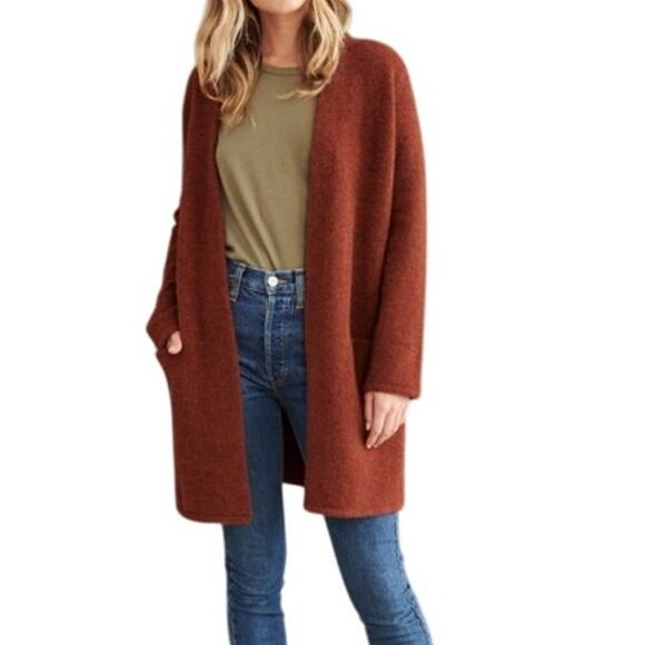 Jenni Kayne Sweater Coat Cardigan Size XS Rust Merino Wool Yak Quiet Luxury - Picture 1 of 9